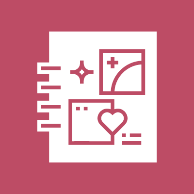 a white junk journal icon on a pink background symbolizing the advanced skill level.